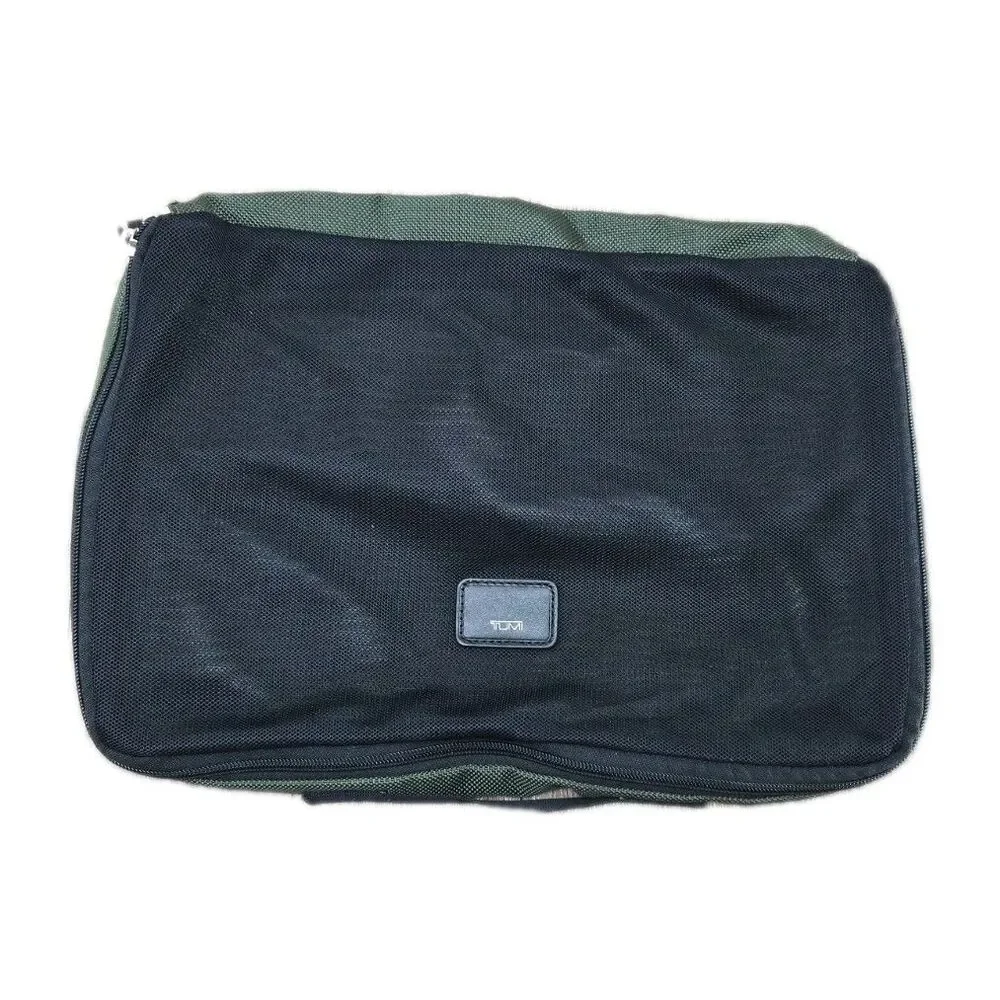 TUMI Mens Mesh Nylon Travel Toiletry Toiletries Bag Green Black Ballistic 14 x 9